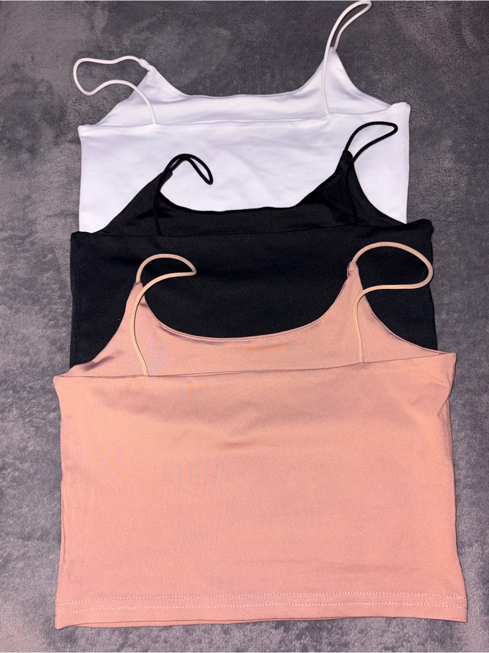 Women's 3-Pack Ribbed Camisole Tank Tops - White, Black, Blush